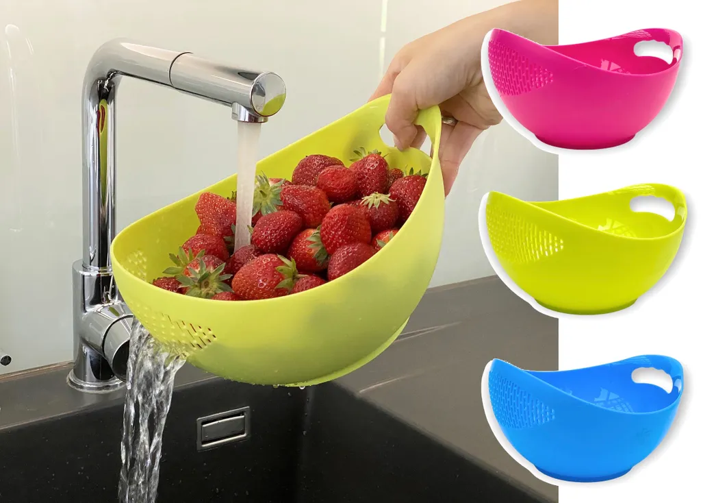 Schüssel mit Sieb Kunststoff 521 Pink Nudelsieb Küchensieb Waschschüssel Abtropfsieb Salatschüssel Spülmaschinenfest